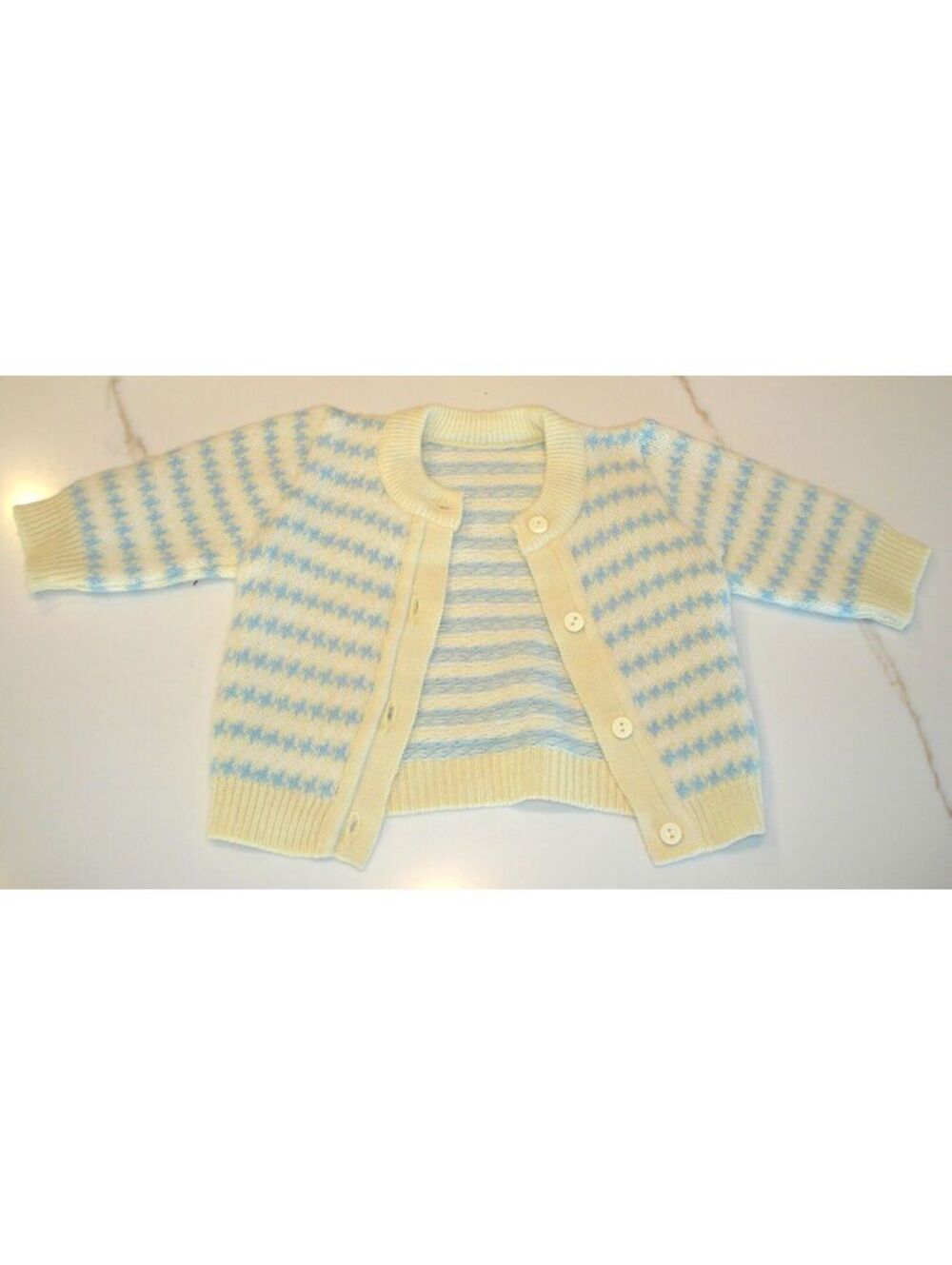 Vintage Blue and Yellow Sweater / Cardigan from Italy For Baby 6–12 Months (est)